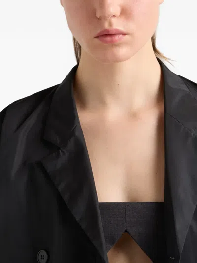 Prada Double-breasted Technical Taffeta Jacket In Black