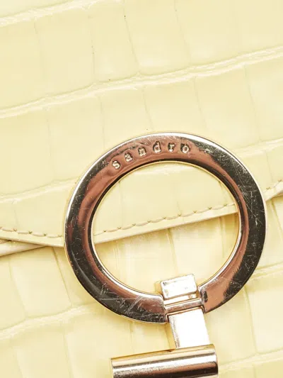 Pre-owned Sandro Leather Chain-strap Shoulder Bag In Yellow