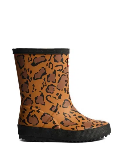 Hunter Leopard Rain Boots In Brown