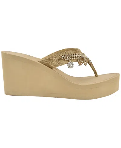 Guess Sutton Platform Wedge Sandal In Nude