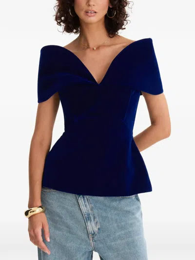 Moos Studio Royal V-neck Blouse In Blue | ModeSens