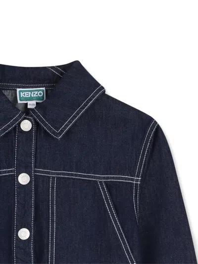 Kenzo Buttoned Denim Jacket In Blue