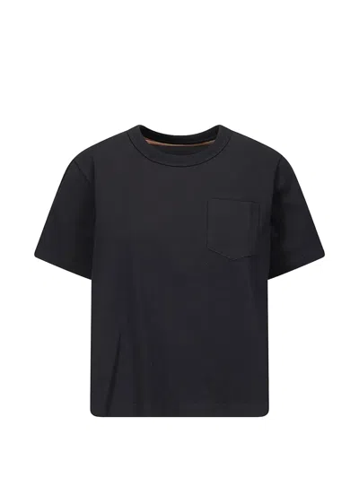 Sacai Horizontal Stripe T-shirt In Black