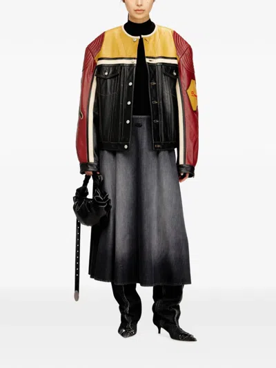 Diesel L-coug-20th Leather Jacket In Multi