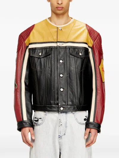 Diesel L-coug-20th Leather Jacket In Multi