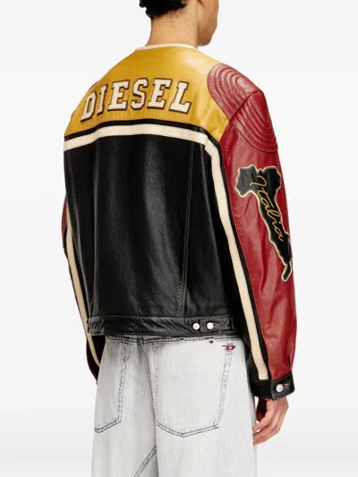 Diesel L-coug-20th Leather Jacket In Multi