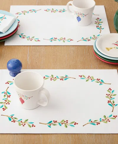 Fiesta Holly Sprig 4 Pack Placemat In White