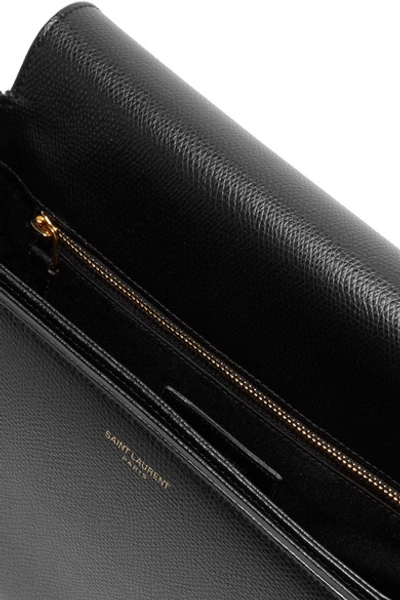 Shop Saint Laurent Monogramme Sac Université Textured-leather Shoulder Bag In Black