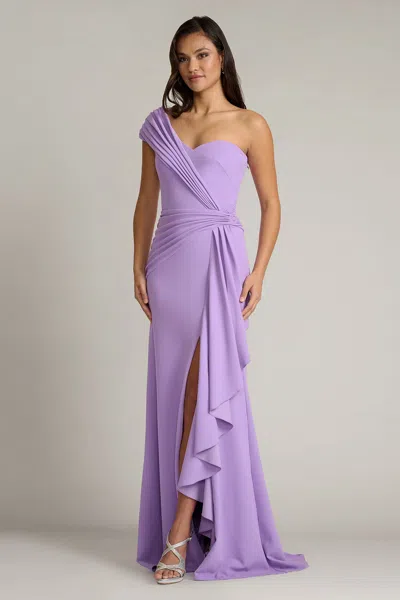 Tadashi Shoji Draped One-shoulder Maxi Dress In Purple