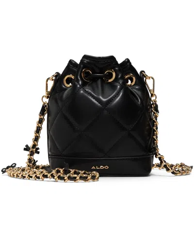 Aldo Romalovee Diamond Quilted Faux Leather Bucket Bag In Black