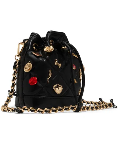 Aldo Romalovee Diamond Quilted Faux Leather Bucket Bag In Black