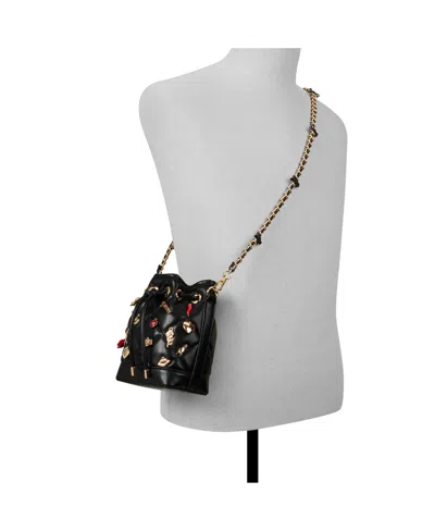 Aldo Romalovee Diamond Quilted Faux Leather Bucket Bag In Black