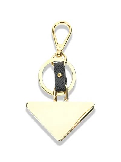 Prada Triangle Keyring In Black