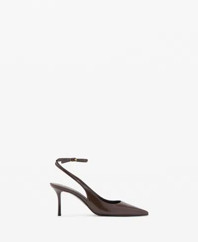 Mango Ankle Strap Pointed Toe Slingback Pump In Brown