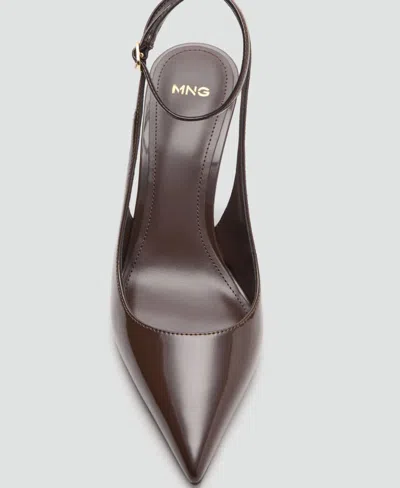 Mango Ankle Strap Pointed Toe Slingback Pump In Brown