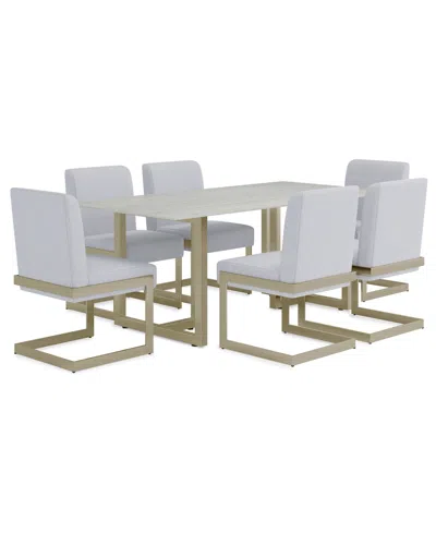 Macy's Emila 7 Pc. Dining Set (rectangular Table & 6 Chairs), Created For  In Gray