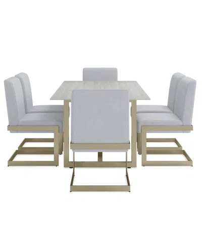 Macy's Emila 7 Pc. Dining Set (rectangular Table & 6 Chairs), Created For  In Gray