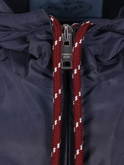 Prada Re-nylon Parka Coat In Blue