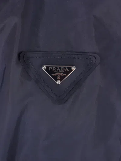 Prada Re-nylon Parka Coat In Blue