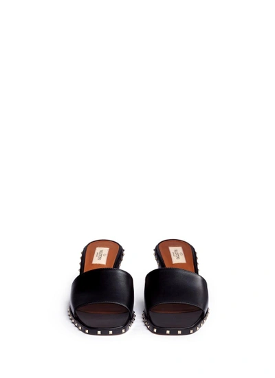 Shop Valentino 'rockstud' Leather Slide Sandals