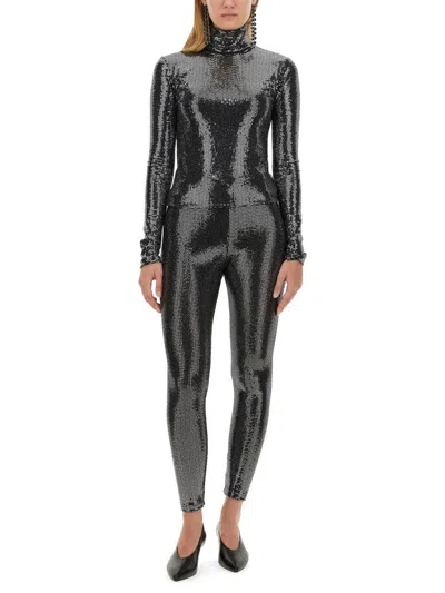 Isabel Marant Joyela Silver Sequined Top In Black