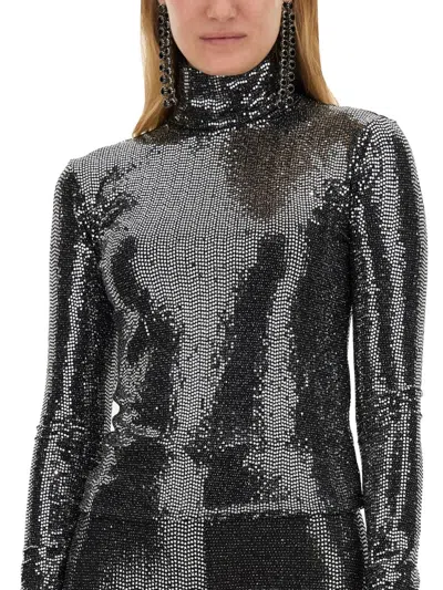 Isabel Marant Joyela Silver Sequined Top In Black