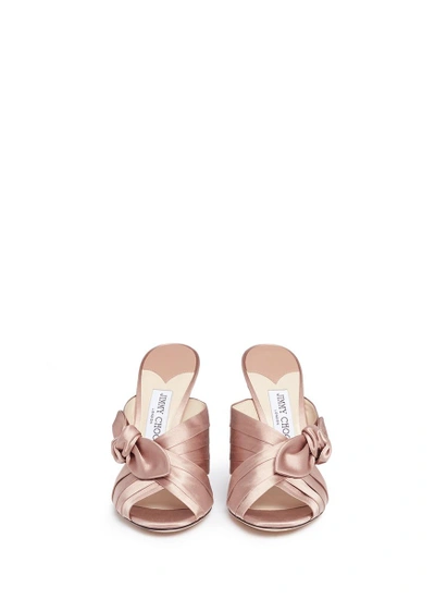 Shop Jimmy Choo 'keely 100' Knot Bow Satin Mules