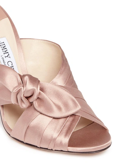 Shop Jimmy Choo 'keely 100' Knot Bow Satin Mules
