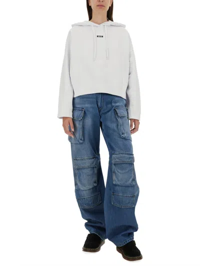 Msgm Sweatshirt With Logo In White