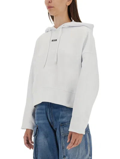 Msgm Sweatshirt With Logo In White