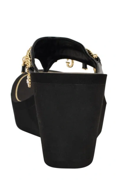 Guess Sutton Platform Wedge Sandal In Black