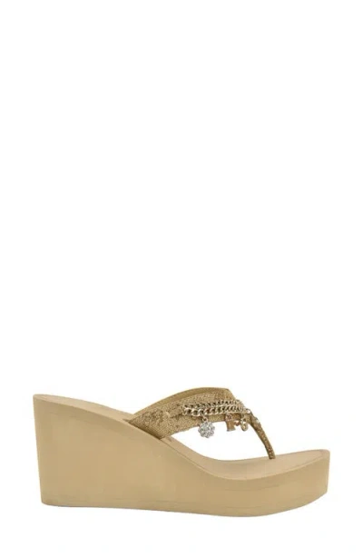 Guess Sutton Platform Wedge Sandal In Neutral