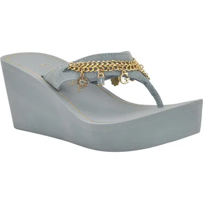 Guess Sutton Platform Wedge Sandal In Gray