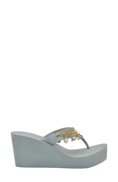 Guess Sutton Platform Wedge Sandal In Gray