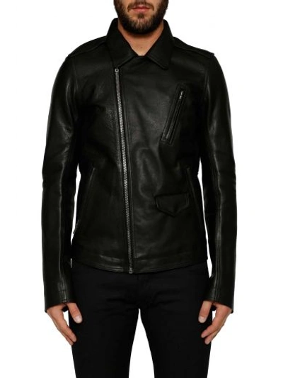 Shop Rick Owens Fitted Leather Jacket In Nero