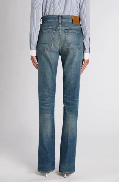 Tom Ford Stonewashed Bootcut Jeans In Blue