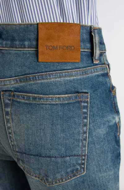Tom Ford Stonewashed Bootcut Jeans In Blue