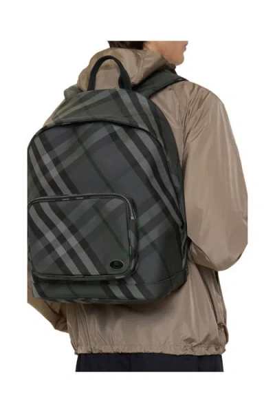 Burberry Check-pattern Knight-plaque Backpack In Gray