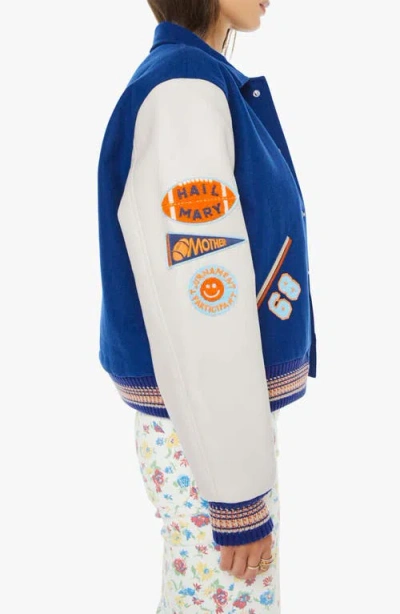 Mother The Team Spirit Wool Blend Varsity Jacket In Blue