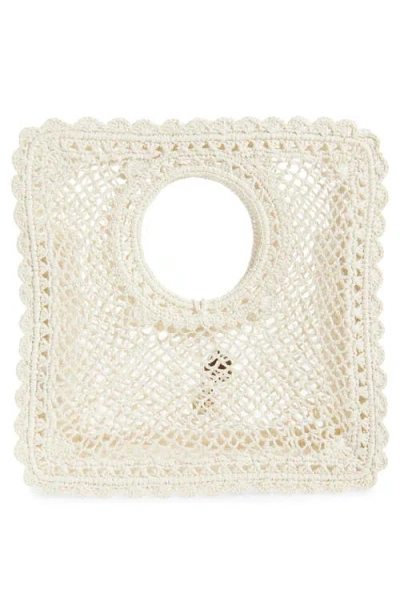 Jacquemus La Spiaggia Embellished Lace-raffia Bag In White