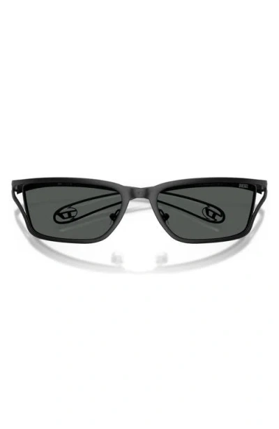 Diesel ® Dl1015 58mm Rectangular Sunglasses In Black