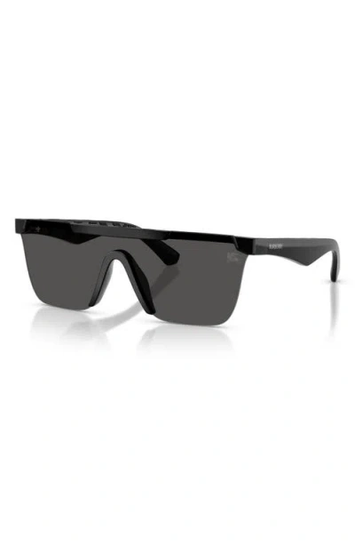 Burberry 141mm Rectangular Shield Sunglasses In Black