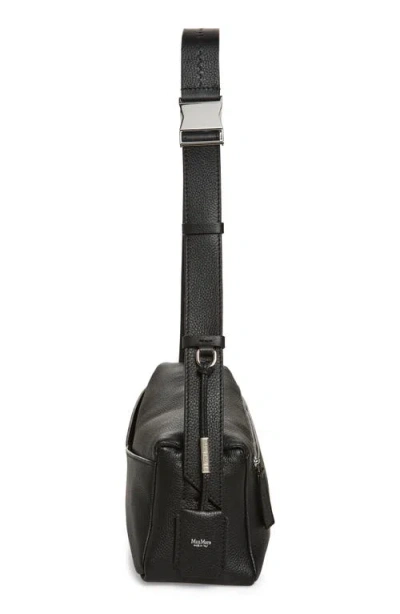 Max Mara Skippers Textured-leather Shoulder Bag In Black