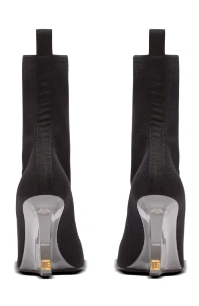 Balmain 95 Ribbed Stretch-knit Wedge Ankle Boots In Black
