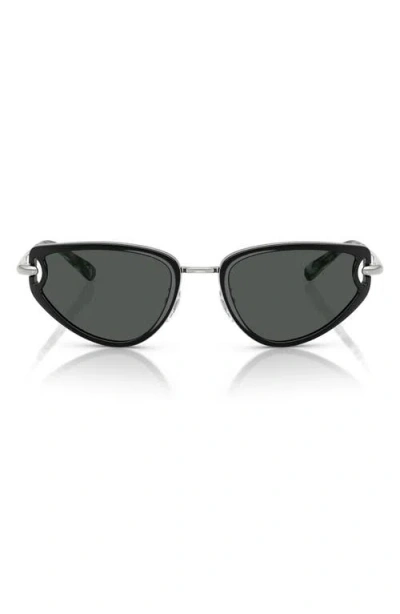 Tory Burch Ty6115 Cat Eye Metal Sunglasses In Black