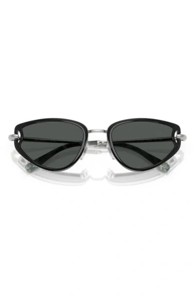 Tory Burch Ty6115 Cat Eye Metal Sunglasses In Black