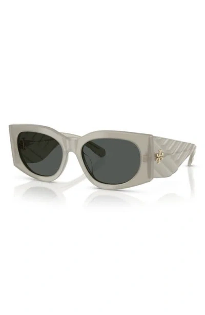 Tory Burch Kira 56mm Rectangular Sunglasses In Gray