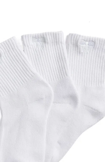 Stems Bow 3-pack Cushioned Crew Socks In White