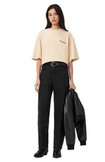 Allsaints Womens Sandy White Halis Amelie Oversized-fit Cotton-jersey T-shirt In Neutral