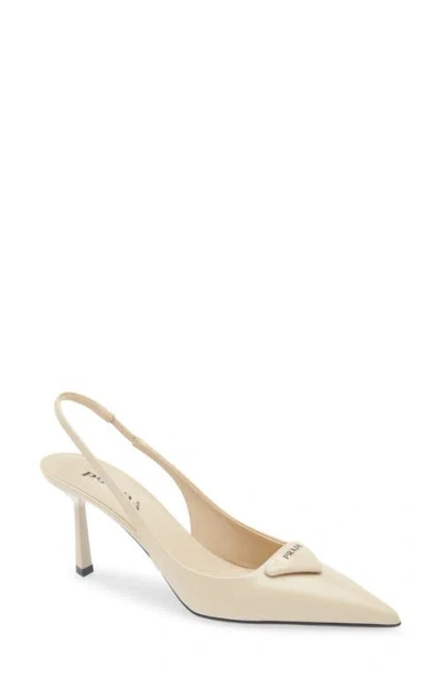Prada Modellerie Pointed Toe Slingback Pump In Neutral